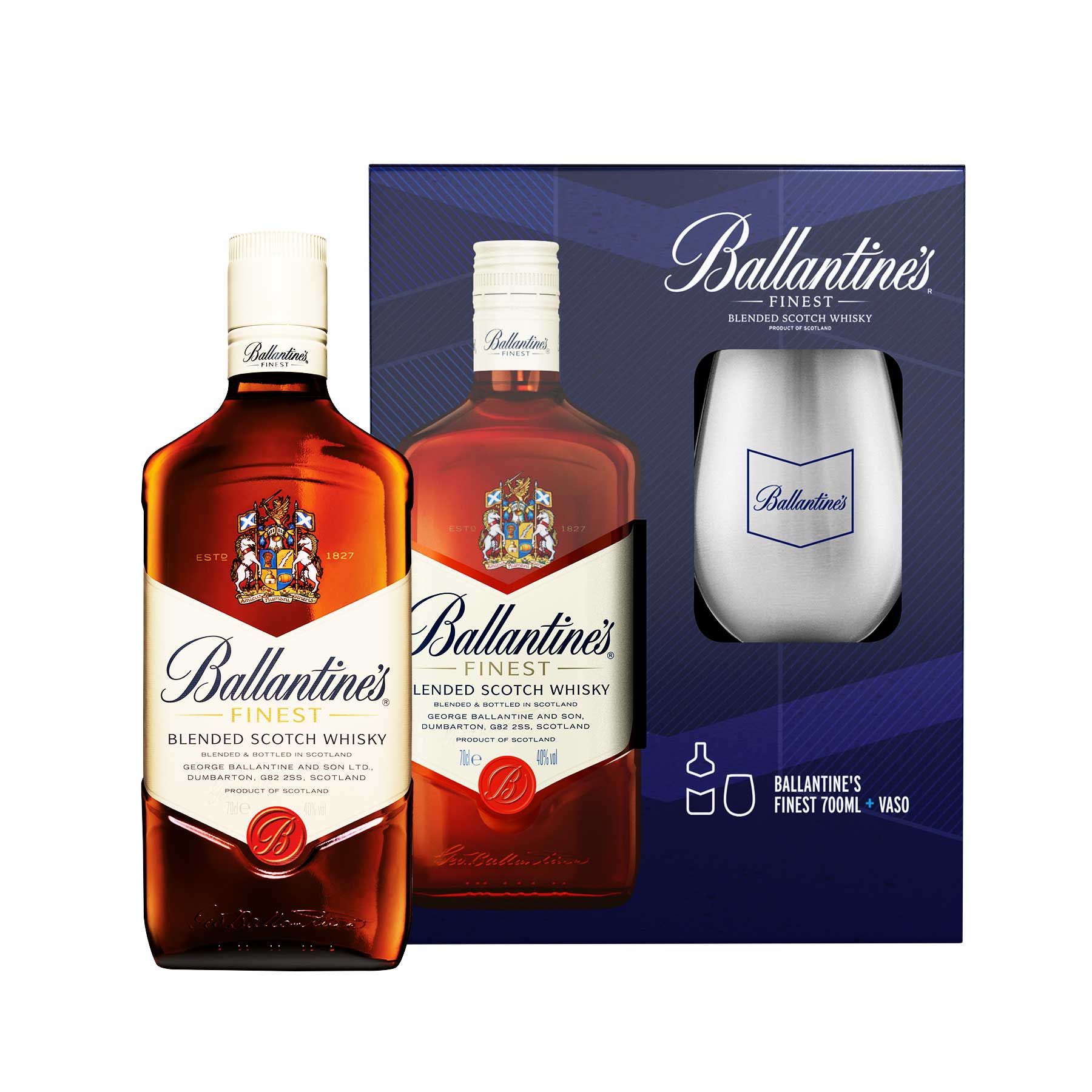 Ballantine´s finest 750 ml + Vaso aluminio – Vintragos